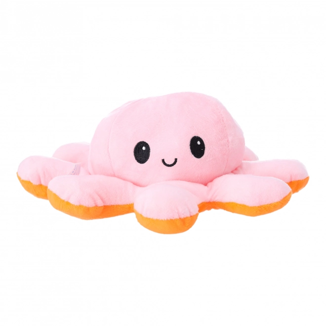 Tweezijdige knuffelinktvis 40 cm - oranje en roze