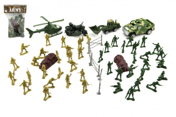 Set soldaten met accessoires plastic CZ design op kaart 18x26cm