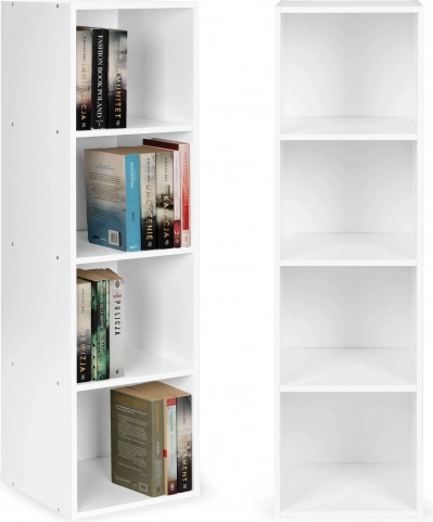 Moderne boekenkast witte kast 4 planken loft