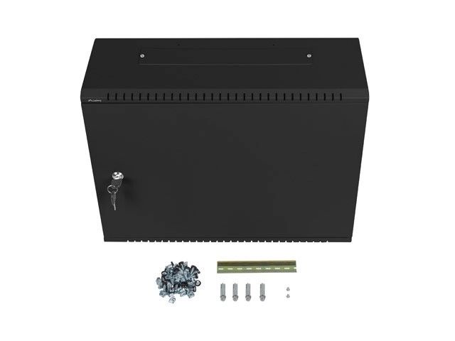 Wandgemonteerde rek kledingkast 19 inch 4U+3U 540x200 laagprofiel zwart