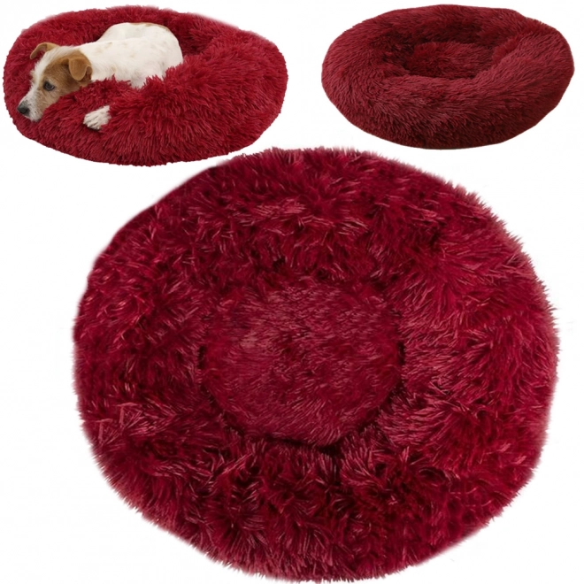 Pluizig kattenbed zachte kussen voor op de bank 80 cm – bordeaux