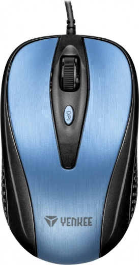 Optische USB-muis Yenkee met 4 knoppen, symmetrisch, blauw