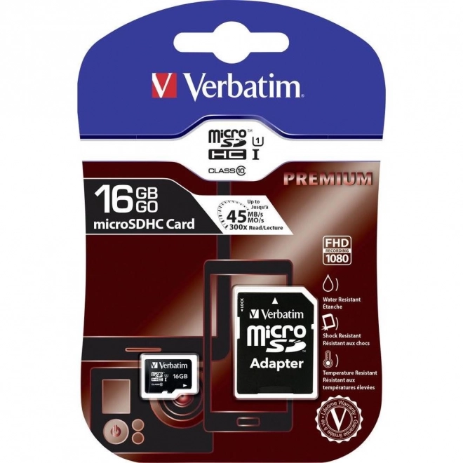 Verbatim 16GB microSDHC UHS-I geheugenkaart met adapter