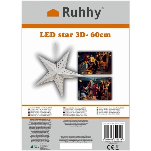 Verlichte papieren ster LED 50 cm
