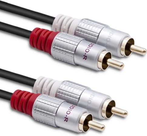 Verbindingskabel audio 2×RCA mannelijk – 2×RCA mannelijk 3 m zwart QOLTEC