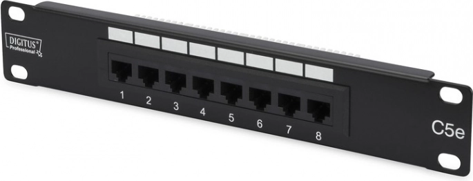 Patchpaneel 10" 8 poorten kat. 5e U/UTP 1U zwart DIGITUS
