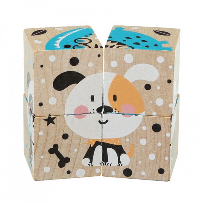 CUBIKA 15429 Vrolijke Dierenvriendjes - 4 stapelblokken met plaatjes