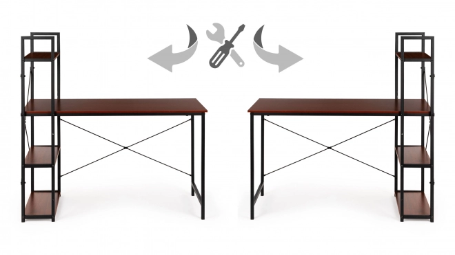 Houten computertafel met loftplanken