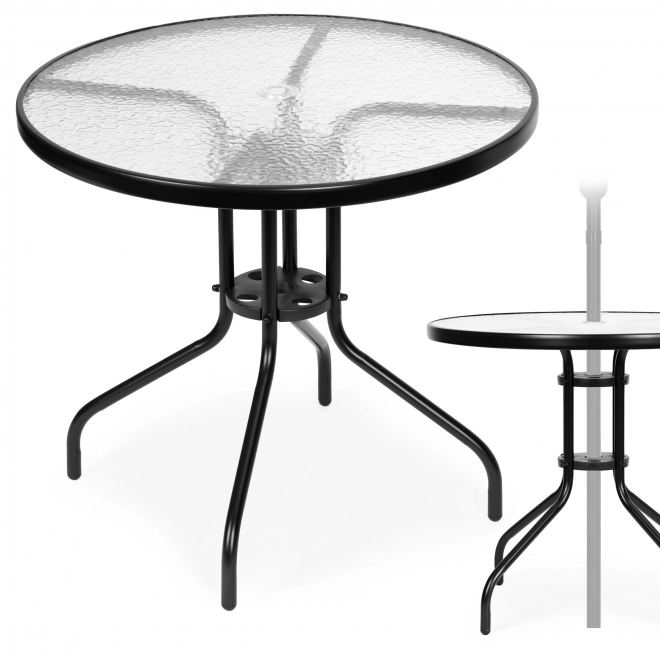 Ronde tuintafel 80 cm met parasolgat