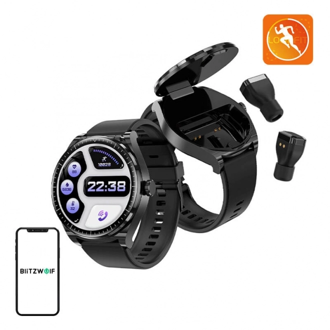 Slim horloge met draadloze oordopjes BlitzWolf (zwart)