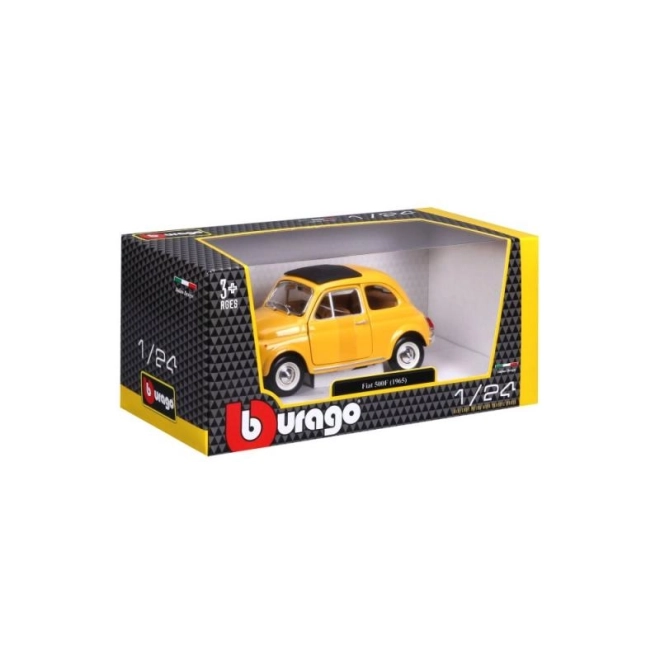 Bburago modelauto Fiat 500 F 1965 geel 1:24