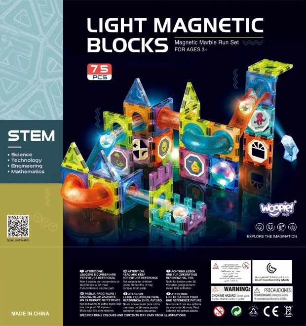 Lichtgevende magnetische knikkerbaan 75 stuks