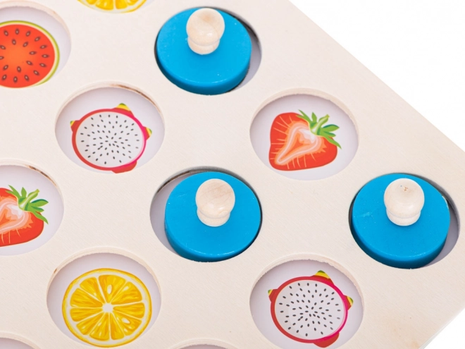 Houten puzzel memory spel fruit en vormen