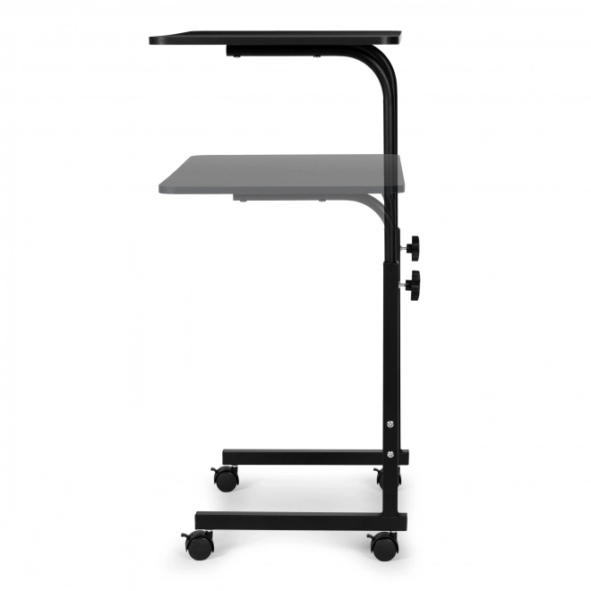 Laptoptafel met wieltjes, tafel bevestigd aan uitschuifbare stoel - zwart