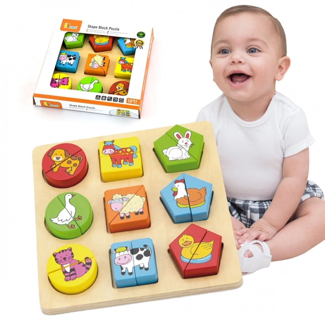 Houten puzzel voor de allerkleinsten in een Tsjechische doos