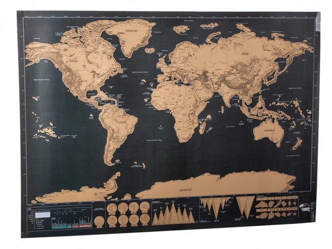 Grote krasbare wereldkaart 82 x 59 cm