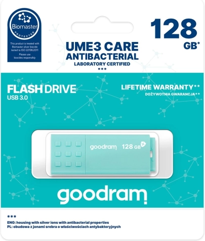 usb-flashdrive goodram antibacterieel 128 gb usb 3.0 ume3
