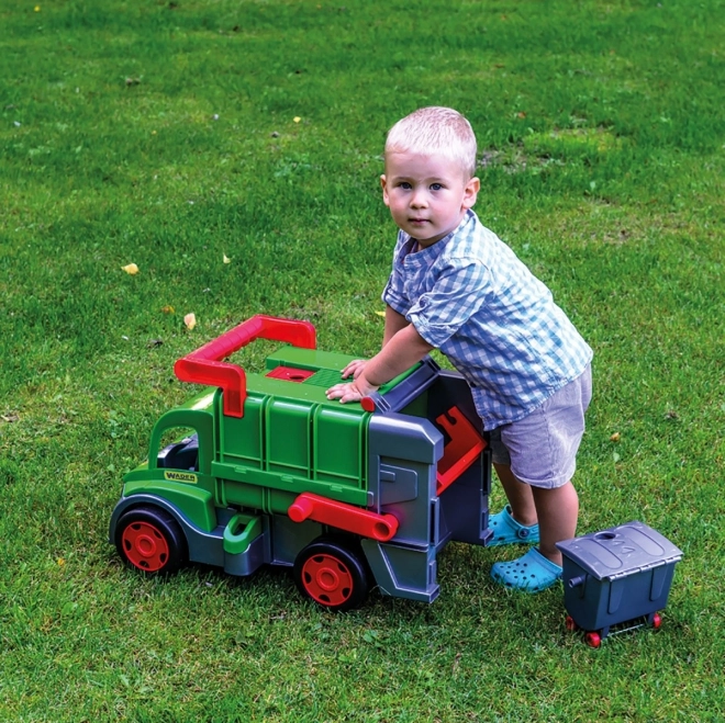 Wader functionele vuilniswagen 65 cm groen set met container van plastic
