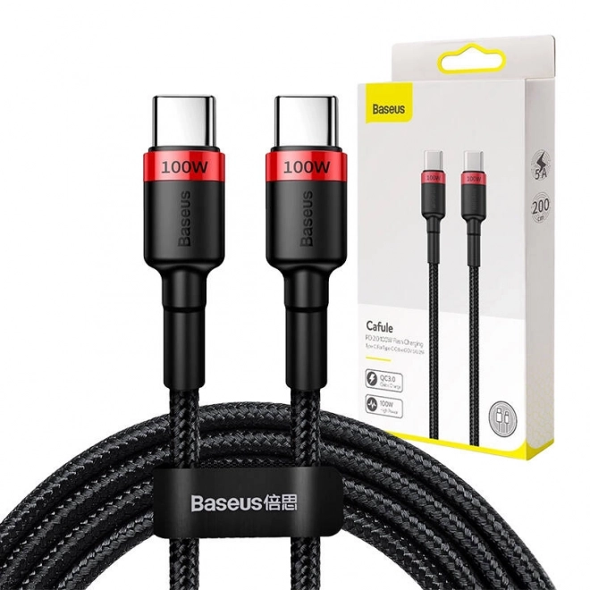 USB-C kabel voor snel opladen Baseus Cafule 100W rood zwart