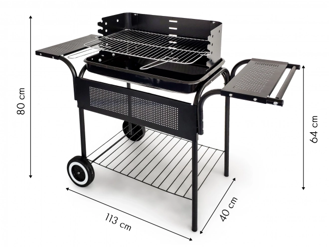 Tuinbarbecue, metalen planken, verstelbaar rooster, wieltjes