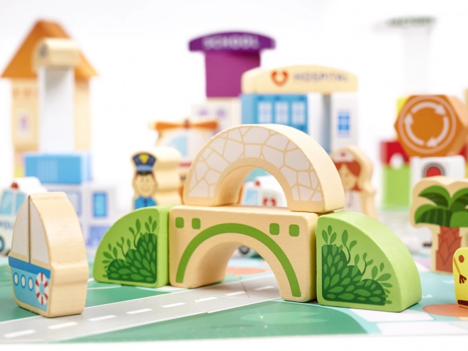 Houten educatieve stedenbouwkundige puzzel 120 stukjes