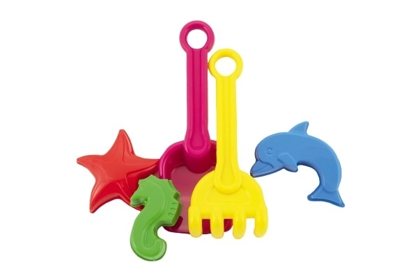 Kinderset voor zand met schep en zandvormen