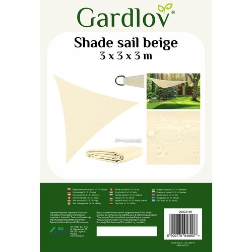 Gardlov 3x3x3 beige zonnezeil 23146