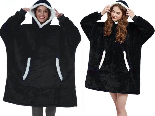 Warme oversized hoodie met bont en capuchon