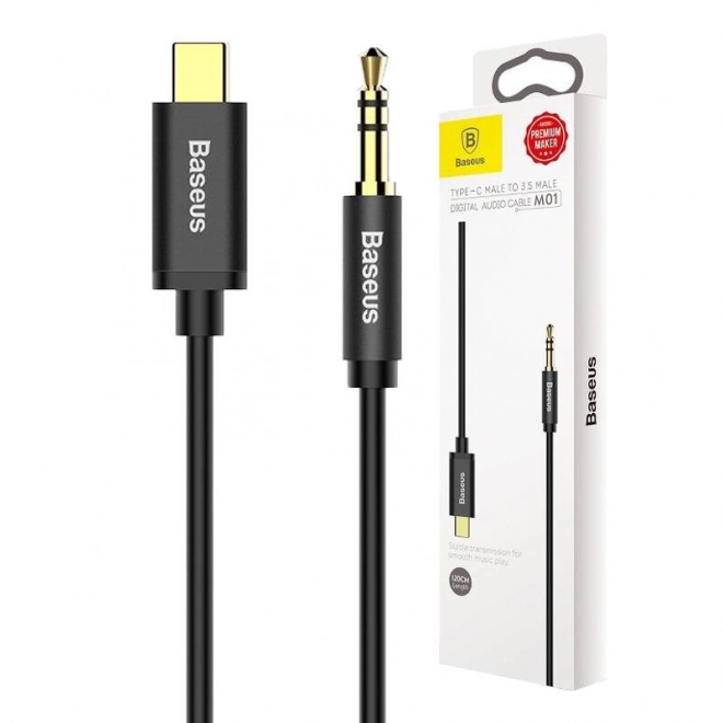 Baseus Yiven Audiokabel USB-C naar mini-jack 3,5 mm, 1,2 m - zwart
