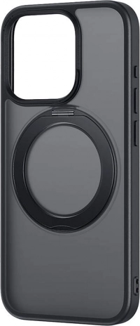 Magnetische hoes met standaard en glas voor iPhone 15 Pro – Baseus SkyRing (zwart)