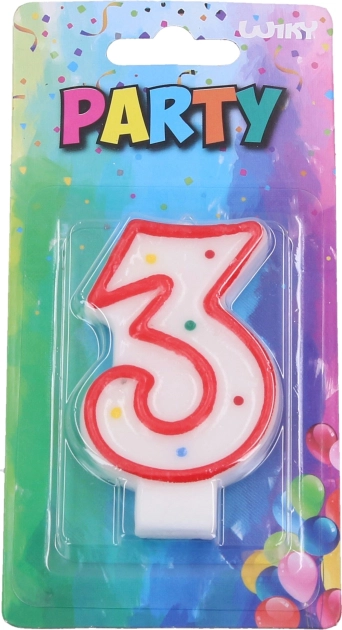 Feestkaars cijfer 3 rood