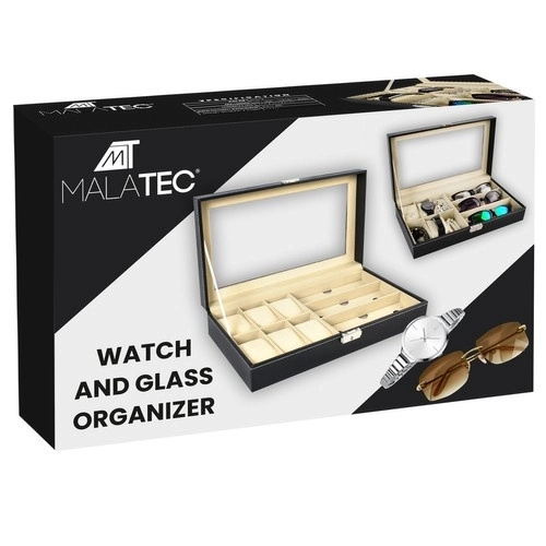 Elegante zwarte organizer voor horloges en brillen
