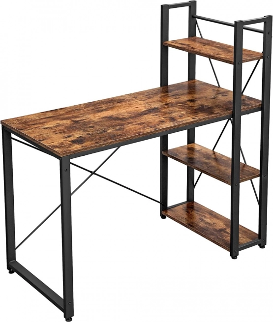 Loft-bureau met planken, rustiek, 120 × 60 cm