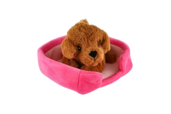 Diertje hondje in mandje pluche 4 kleuren 22x24cm 24m+