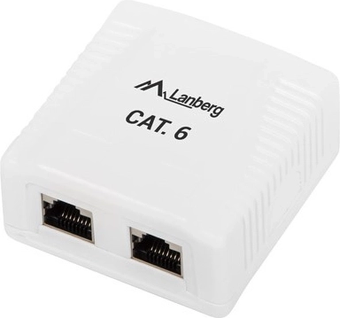 Opbouw LAN-doos 2x RJ45 Categorie 6 wit