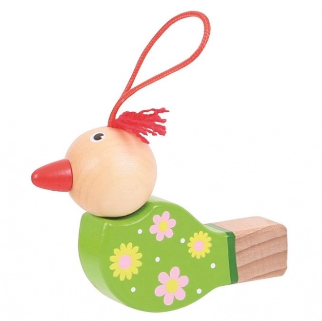 Houten fluit vogeltje 1st geel