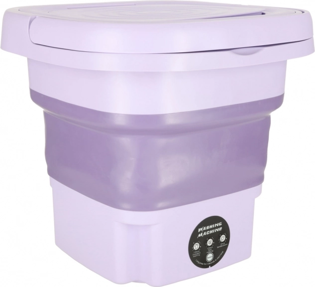 Opvouwbare reis miniwasmachine 8 l – compacte draagbare wasmachine met centrifuge, paars