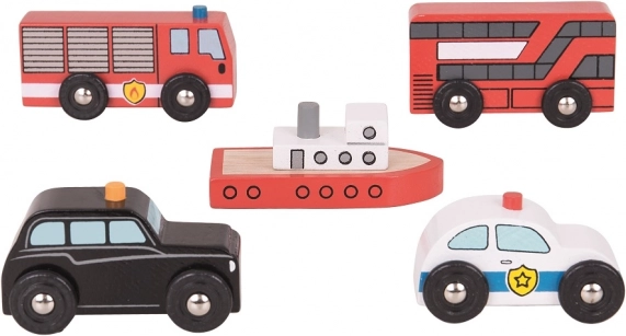 Bigjigs Rail stadsvoertuigen – houten set