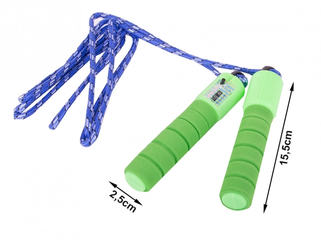 Groen springtouw met digitale teller voor fitness