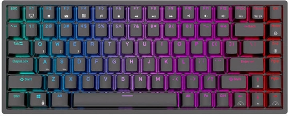 Draadloos mechanisch toetsenbord ROYAL KLUDGE RK84 RGB met bruine schakelaars (zwart)