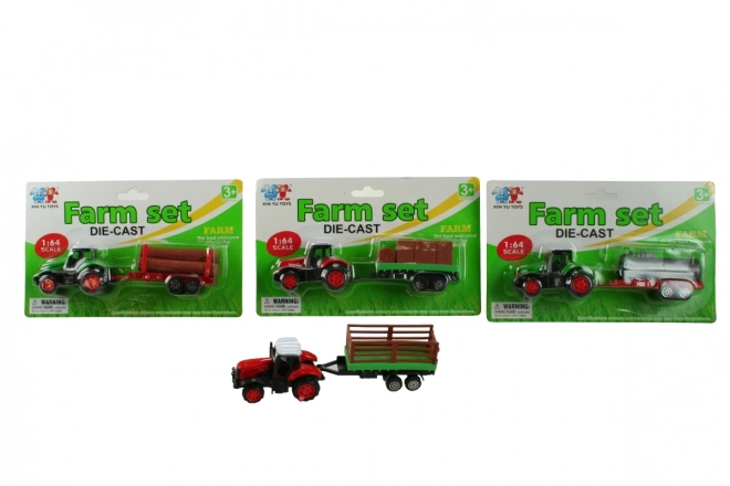 Tractor met metalen aanhanger