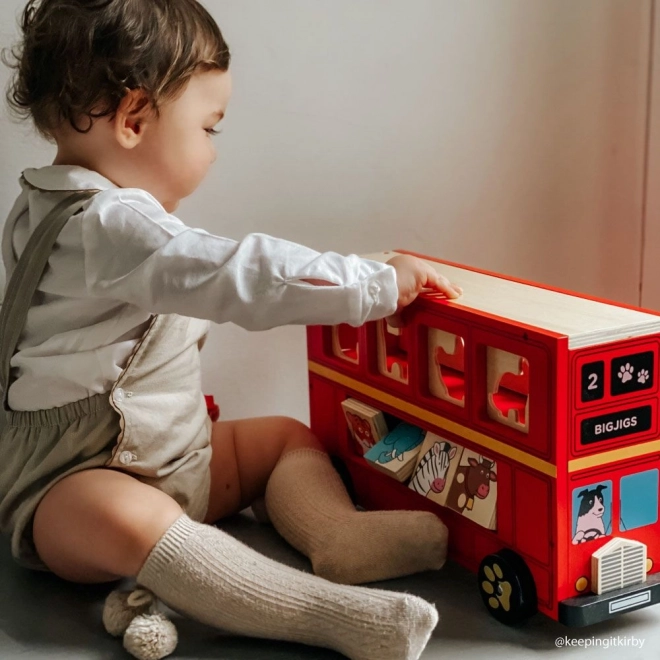 Houten bus met diertjes Bigjigs