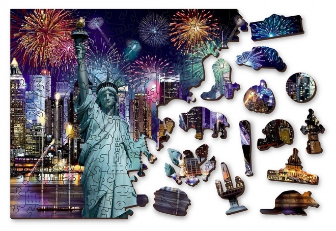 Houten puzzel Nachtelijk New York 2v1