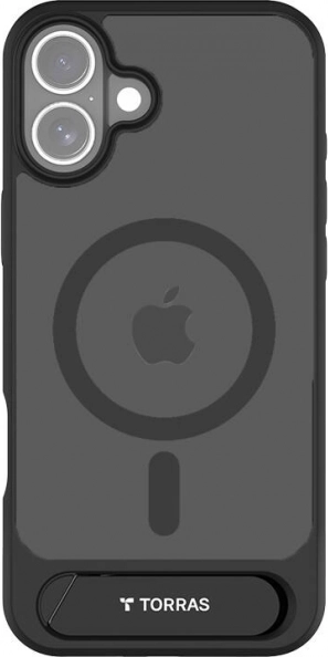 Magnetische TORRAS-hoes met standaard voor iPhone 16 Plus – zwart