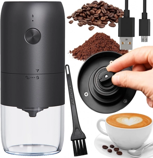 Elektrische reismolen voor koffie met instelbare maalgraad en USB‑C