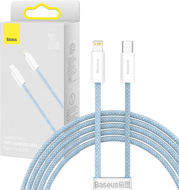 Dynamische oplaadkabel Baseus USB‑C naar Lightning 20W, 2 m, blauw