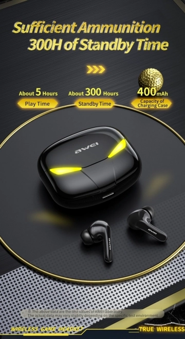 Draadloze oordopjes Awei T35 met oplaadstation voor gamers zwart