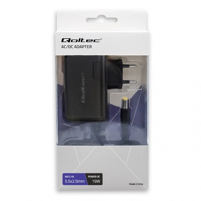Insteekadapter Qoltec 19W 9V 2.1A 5.5x2.5