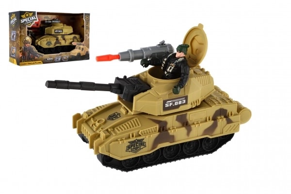 Plastic tank met soldaatje voor vrije beweging