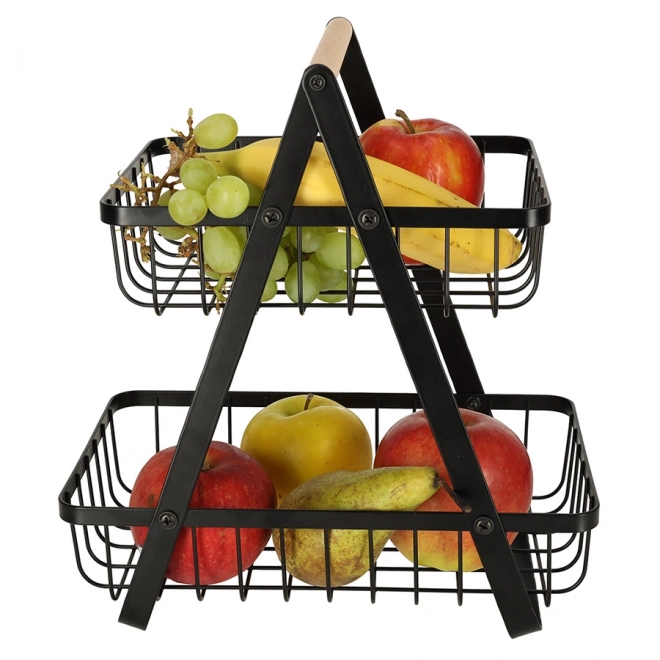 Twee verdiepingen fruitmand metaal hout